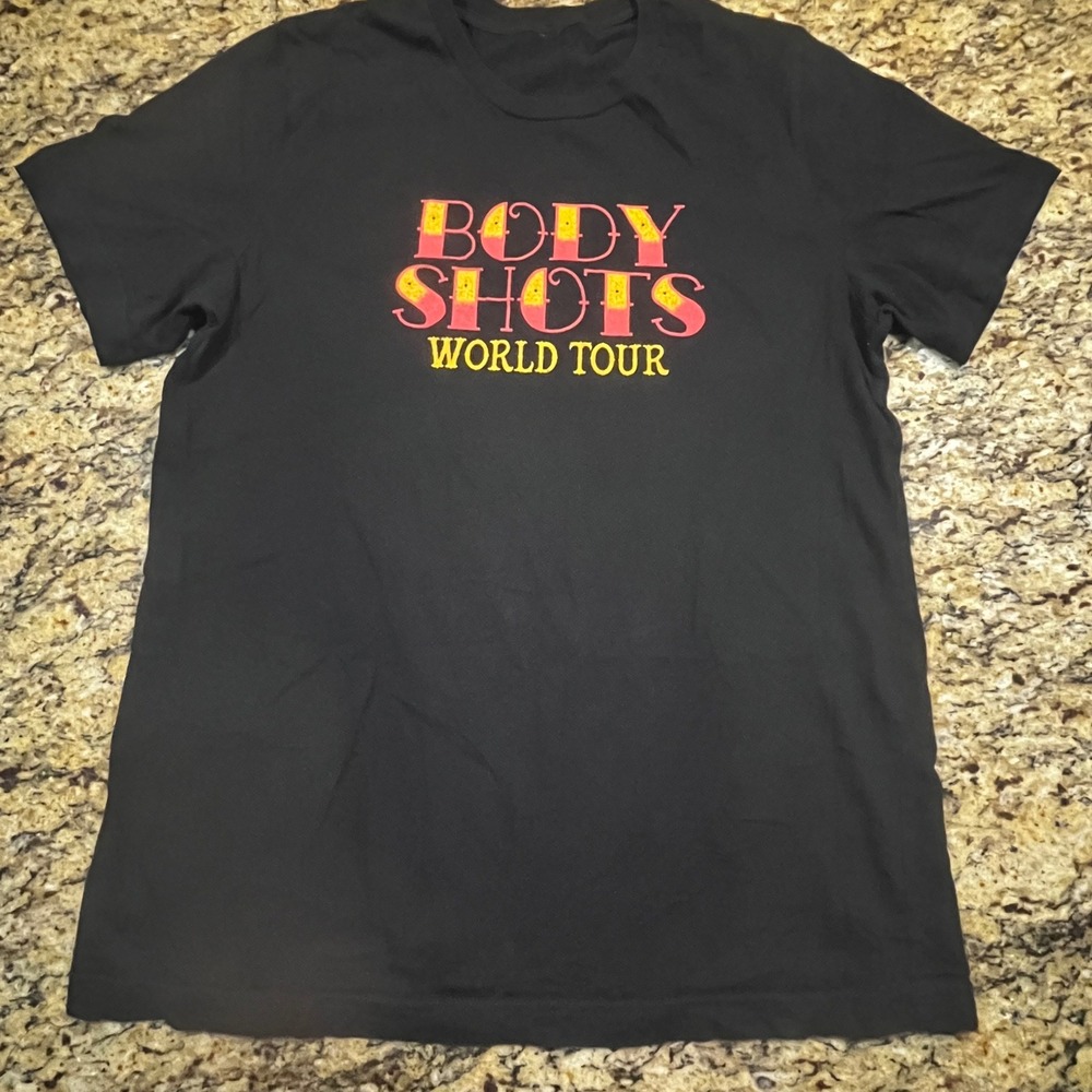 Bert Kreischer Body Shots World‎ Tour T-Shirt Mens Black Comedy Graphic Tee L